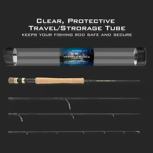 KastKing Valiant Eagle Passage Travel Fishing Rods 4 amp 6 Pc Pack Rods Spinning Casting and Fly Models IM6 Graphite Blank Ti Oxide LTS Ring Guides Beautiful Cork Handles amp Travel TubeC SpinFly 76Mod FastM Power