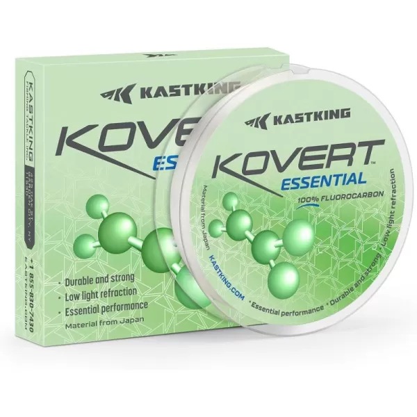 KastKing Kovert Essential 100 Fluorocarbon Fishing line Leader Material High Clarity Sensitive Low Visibility and Stretch Highly Abrasion Resistant Fast Sinking 2550200yard spools8LB36KG 021mm200Yard