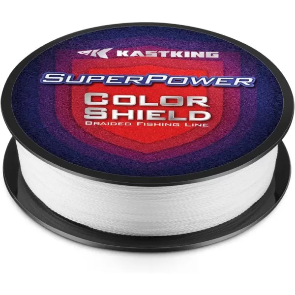 KastKing Superpower ColorShield Braided Fishing Line  Colorfast Braided Line 100 Solution Dyed UHMWPE Fiber Smooth amp Strong Superline Near Zero Stretch Sensitive High Abrasion ResistanceF White