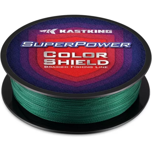 KastKing Superpower ColorShield Braided Fishing Line  Colorfast Braided Line 100 Solution Dyed UHMWPE Fiber Smooth amp Strong Superline Near Zero Stretch Sensitive High Abrasion ResistanceB Moss Green