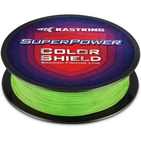 KastKing Superpower ColorShield Braided Fishing Line  Colorfast Braided Line 100 Solution Dyed UHMWPE Fiber Smooth amp Strong Superline Near Zero Stretch Sensitive High Abrasion ResistanceA Neon Green