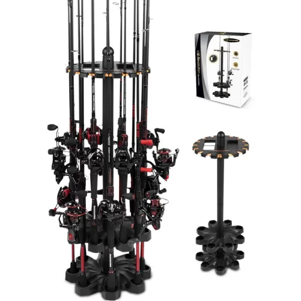 KastKing V16 Fishing Rod Rack  Fishing Pole Rack Holds Up to 16 Fishing Rods or Combos Lightweight and Durable ABS Construction SpaceSaving Fishing Rod Holders for GarageBlack