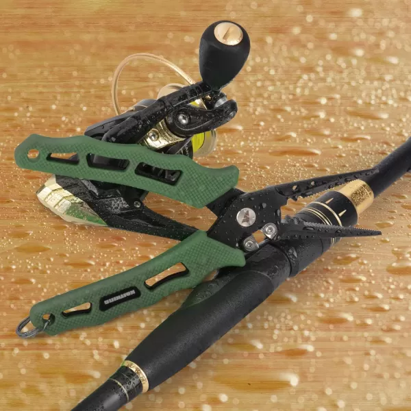 KastKing Cutthroat 7inch Fishing Pliers Saltwater Resistant 420 StainlessSteel Fishing Tools Comfortable and Slip Resistant Rubber Handle Braided Line Cutter Hook Remover Crimper and SheathF 7 Straight Nose Stryker Green