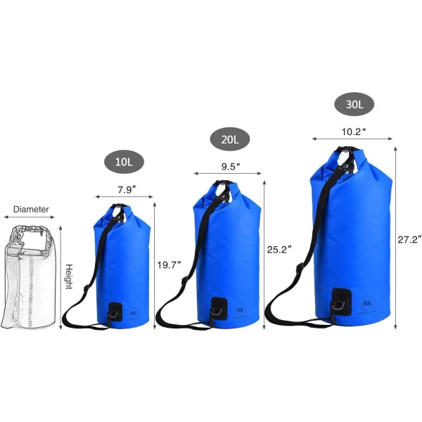 KastKing Dry Bags100 Waterproof Storage BagsMilitary Grade Construction for SwimmingKayakingBoatingHikingCampingFishing BikingSkiingAclear Window Dry Bagwith Phone Caseblue20l