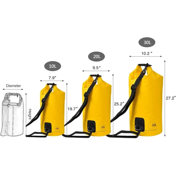 KastKing Dry Bags100 Waterproof Storage BagsMilitary Grade Construction for SwimmingKayakingBoatingHikingCampingFishing BikingSkiingAclear Window Dry Bagyellow10l