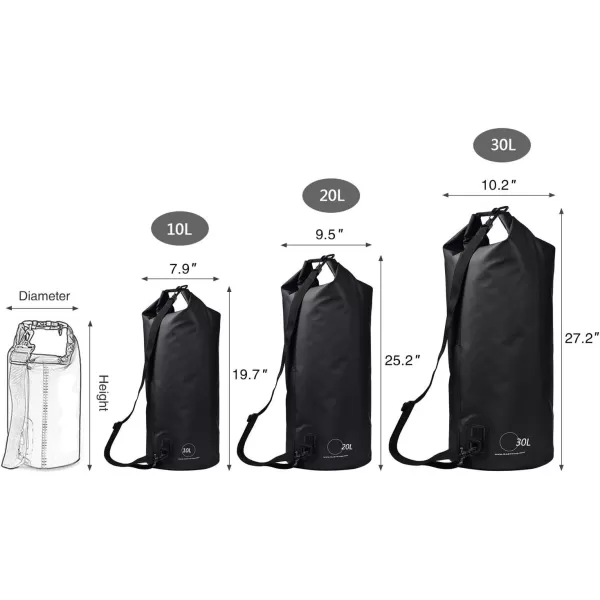 KastKing Dry Bags100 Waterproof Storage BagsMilitary Grade Construction for SwimmingKayakingBoatingHikingCampingFishing BikingSkiingAclear Window Dry Bagblack10l