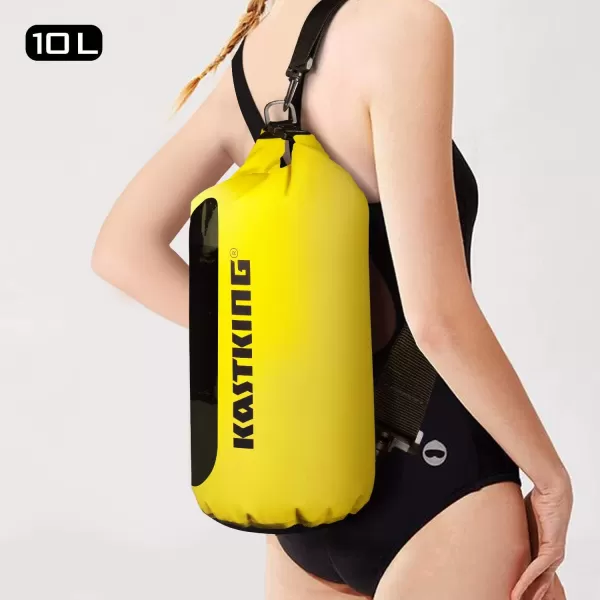 KastKing Dry Bags100 Waterproof Storage BagsMilitary Grade Construction for SwimmingKayakingBoatingHikingCampingFishing BikingSkiingAclear Window Dry Bagyellow10l