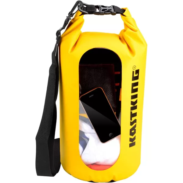 KastKing Dry Bags100 Waterproof Storage BagsMilitary Grade Construction for SwimmingKayakingBoatingHikingCampingFishing BikingSkiingAclear Window Dry Bagyellow10l