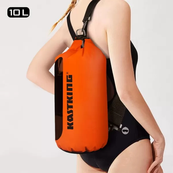 KastKing Dry Bags100 Waterproof Storage BagsMilitary Grade Construction for SwimmingKayakingBoatingHikingCampingFishing BikingSkiingAclear Window Dry Bagorange20l