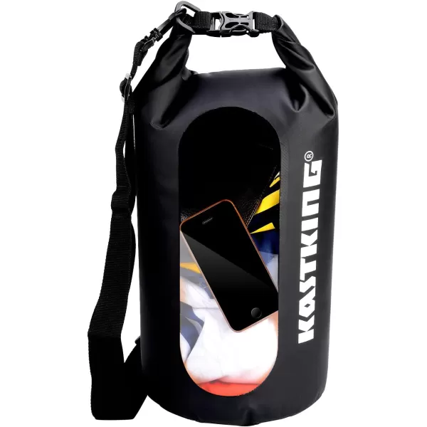 KastKing Dry Bags100 Waterproof Storage BagsMilitary Grade Construction for SwimmingKayakingBoatingHikingCampingFishing BikingSkiingAclear Window Dry Bagblack20l