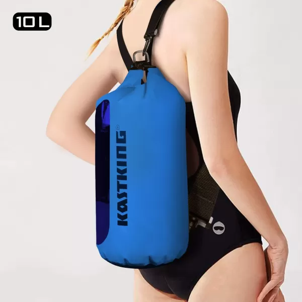 KastKing Dry Bags100 Waterproof Storage BagsMilitary Grade Construction for SwimmingKayakingBoatingHikingCampingFishing BikingSkiingAclear Window Dry Bagwith Phone Caseblue10l