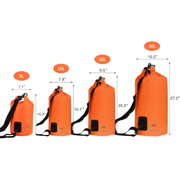 KastKing Dry Bags100 Waterproof Storage BagsMilitary Grade Construction for SwimmingKayakingBoatingHikingCampingFishing BikingSkiingAclear Window Dry Bagwith Phone Caseorange5l