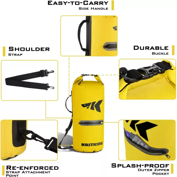 KastKing Dry Bags100 Waterproof Storage BagsMilitary Grade Construction for SwimmingKayakingBoatingHikingCampingFishing BikingSkiingBcyclone Seal Dry Bagwith Phone Caseyellow10l