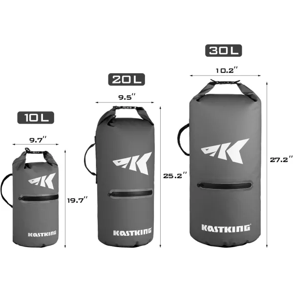 KastKing Dry Bags100 Waterproof Storage BagsMilitary Grade Construction for SwimmingKayakingBoatingHikingCampingFishing BikingSkiingBcyclone Seal Dry Bagwith Phone Casegrey30l