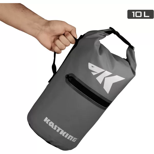 KastKing Dry Bags100 Waterproof Storage BagsMilitary Grade Construction for SwimmingKayakingBoatingHikingCampingFishing BikingSkiingBcyclone Seal Dry Bagwith Phone Casegrey10l