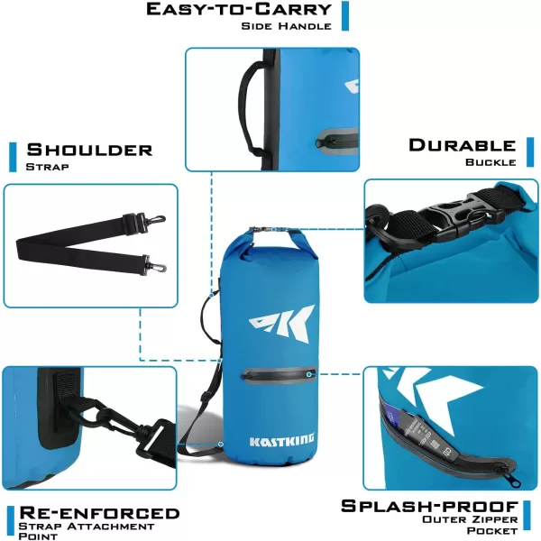 KastKing Dry Bags100 Waterproof Storage BagsMilitary Grade Construction for SwimmingKayakingBoatingHikingCampingFishing BikingSkiingBcyclone Seal Dry Bagwith Phone Caseblue10l