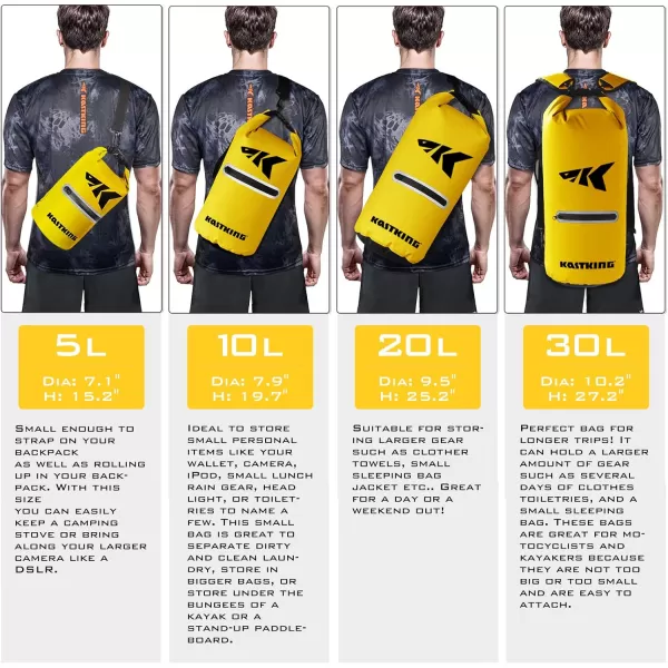 KastKing Dry Bags100 Waterproof Storage BagsMilitary Grade Construction for SwimmingKayakingBoatingHikingCampingFishing BikingSkiingBcyclone Seal Dry Bagwith Phone Caseyellow5l