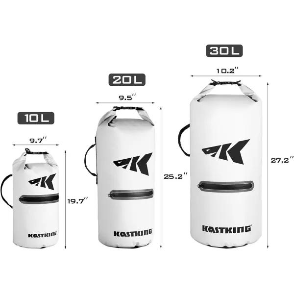 KastKing Dry Bags100 Waterproof Storage BagsMilitary Grade Construction for SwimmingKayakingBoatingHikingCampingFishing BikingSkiingBcyclone Seal Dry Bagwith Phone Casewhite10l