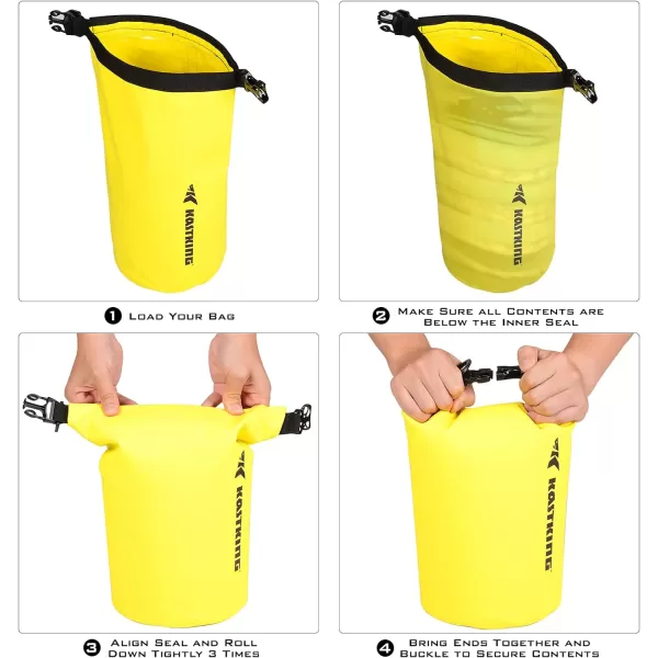 KastKing Dry Bags100 Waterproof Storage BagsMilitary Grade Construction for SwimmingKayakingBoatingHikingCampingFishing BikingSkiingCbasic Cyclone Seal Dry Bagyellow5l