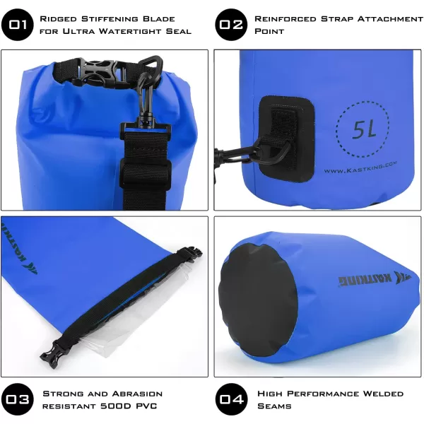 KastKing Dry Bags100 Waterproof Storage BagsMilitary Grade Construction for SwimmingKayakingBoatingHikingCampingFishing BikingSkiingCbasic Cyclone Seal Dry Bagblack10l
