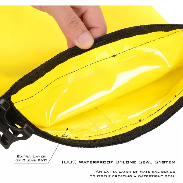 KastKing Dry Bags100 Waterproof Storage BagsMilitary Grade Construction for SwimmingKayakingBoatingHikingCampingFishing BikingSkiingCbasic Cyclone Seal Dry Bagyellow5l