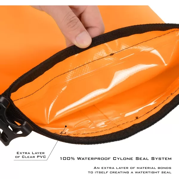 KastKing Dry Bags100 Waterproof Storage BagsMilitary Grade Construction for SwimmingKayakingBoatingHikingCampingFishing BikingSkiingCbasic Cyclone Seal Dry Bagorange20l
