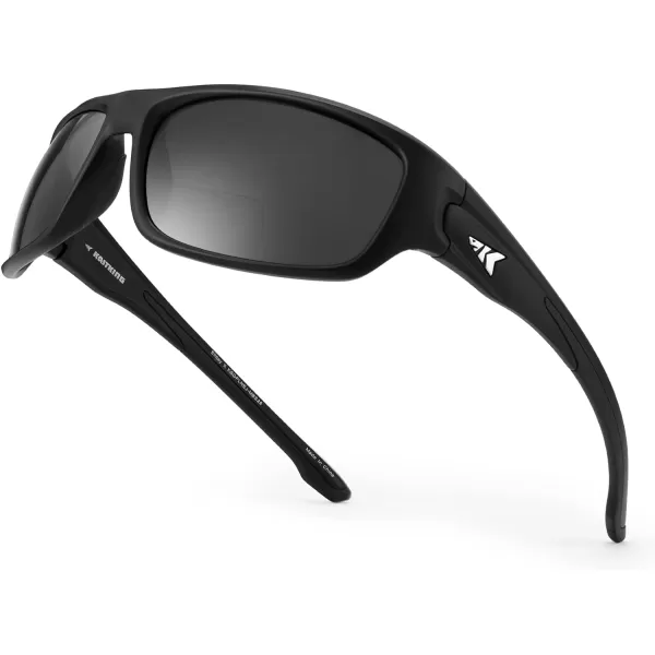 KastKing Ellijay Bifocal Polarized Sunglasses BiFocal x15 x20 x25 Magnifications Wrap Sport Reader SunglassesMatte Black Frame Smoke Lens