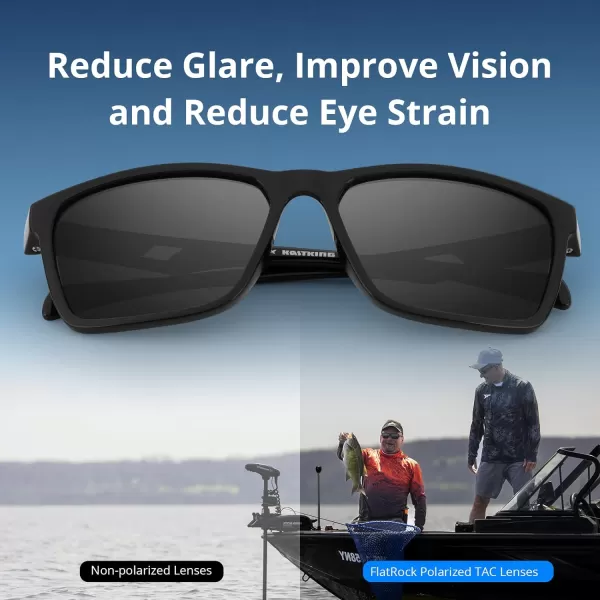 KastKing FlatRock Polarized Sport Sunglasses for Men and Women Ideal for Driving Fishing Cycling Running UV ProtectionFramegloss Black Lens Smoke