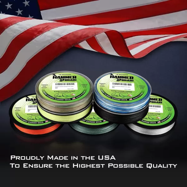 KastKing Hammer Braid Fishing Line  Abrasion Resistant Braided Line Made in The USA Thin Diameter Superline Endorsed by Bill Dance Tighter Diamond Braid Zero Stretch More Color Fast Multiple Color OptionsG Chartreuse