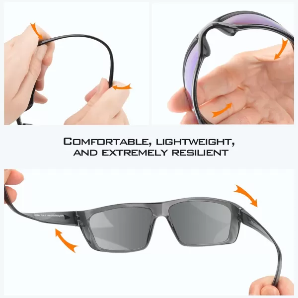 KastKing Huzzah Polarized Sport Sunglasses for Men and Women Ideal for Driving Fishing Cycling and RunningUV ProtectionFrame Gloss Tal Gray Lens Smoke  Blue Ocean Mirror
