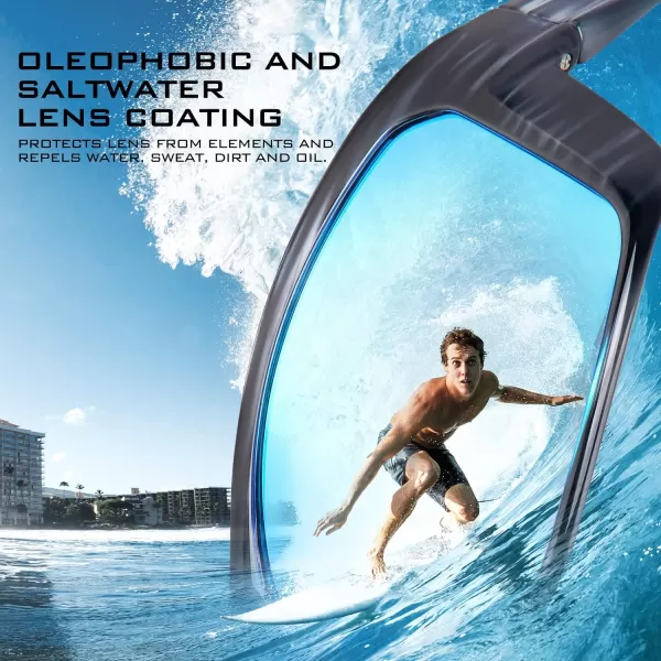 KastKing Huzzah Polarized Sport Sunglasses for Men and Women Ideal for Driving Fishing Cycling and RunningUV ProtectionFrame Gloss Tal Gray Lens Smoke  Blue Ocean Mirror