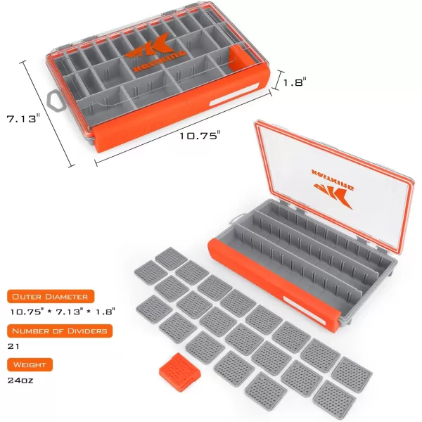 KastKing HyperSeal Waterproof Fishing Tackle Box Waterproof 3600 and 3700 Tackle Trays Organizer with Removable Dividers Lure Box and Terminal Tackle Storage36001 pack