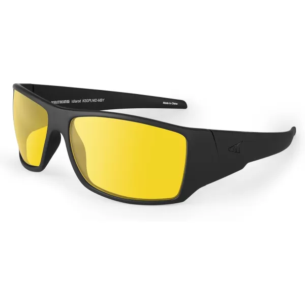 KastKing IllumiLens Night Vision Glasses Polarized Night Driving Glasses for Men Women Reduce Glare and Enhance VisionFrame Black Lens Yellow