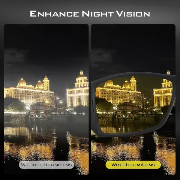 KastKing IllumiLens Night Vision Glasses Polarized Night Driving Glasses for Men Women Reduce Glare and Enhance VisionFrame Black Lens Yellow