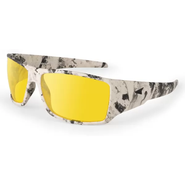 KastKing IllumiLens Night Vision Glasses Polarized Night Driving Glasses for Men Women Reduce Glare and Enhance VisionFrame Matte Origins Boulder Camo Lens Yellow