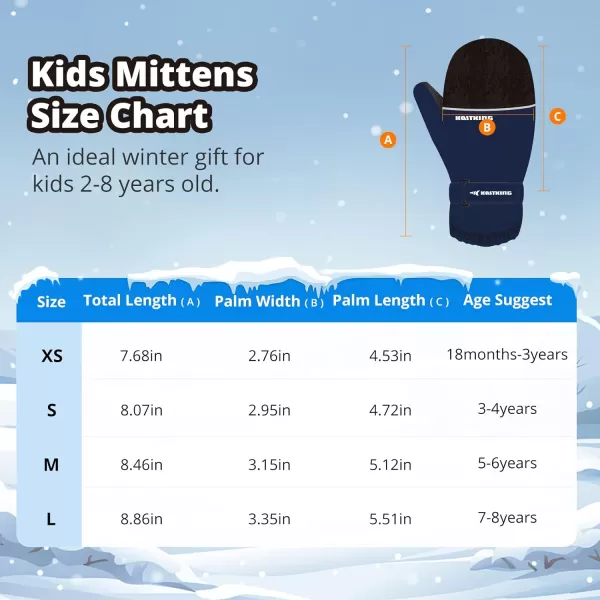 KastKing Kids Mittens Waterproof Winter Ski Warm Mittens Toddler Mittens for Skiing SnowboardingB Navy Blue