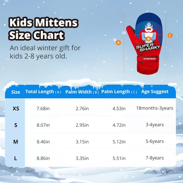 KastKing Kids Mittens Waterproof Winter Ski Warm Mittens Toddler Mittens for Skiing SnowboardingD Super Sharky