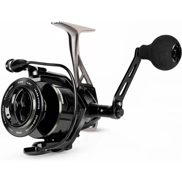 KastKing Megatron Spinning Reel Freshwater and Saltwater Spinning Fishing Reel Rigid Aluminum Frame 71 DoubleShielded StainlessSteel BB Over 30 lbs Carbon Drag CNC Aluminum Spool amp Handle6000