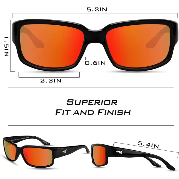 KastKing Skidaway Polarized Sport Sunglasses for Men and WomenIdeal for Driving Fishing Cycling and RunningUV ProtectionFramegloss Black  Lens Amber Base  Scarlet Mirror