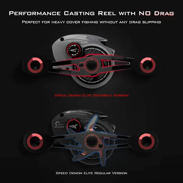 KastKing Speed Demon Elite Fishing Reel Worlds Fastest 1051 Gear RatioDeadbolt Baitcasting Reel 101 Shielded Stainless Steel BB CNC Lightweight Aluminum Frame Available in Skipping VersionDeadbolt  No Darg