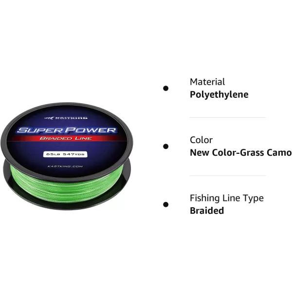 KastKing SuperPower Braided Fishing Line  Abrasion Resistant Braided Lines  Incredible Superline  Zero Stretch  Smaller Diameter  A MustHaveX4NewGrass Camo