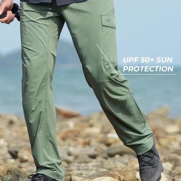 KastKing Wind Crest Fishing Hiking Pants Water Repellent Lightweight Mens Travel Climbing Pants UPF 50 Stretch MaterialSage Green