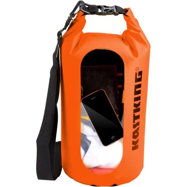 KastKing Dry Bags100 Waterproof Storage BagsMilitary Grade Construction for SwimmingKayakingBoatingHikingCampingFishing BikingSkiingAclear Window Dry Bagorange5l