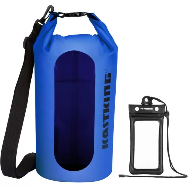 KastKing Dry Bags100 Waterproof Storage BagsMilitary Grade Construction for SwimmingKayakingBoatingHikingCampingFishing BikingSkiingAclear Window Dry Bagwith Phone Caseblue5l
