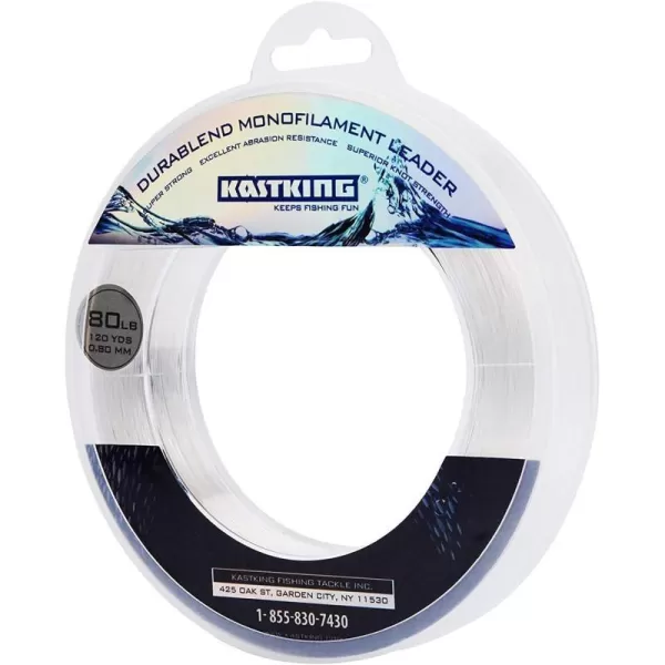 KastKing DuraBlend Monofilament Leader Line  Premium Saltwater Mono Leader Materials  Big Game Spool Size 120Yds110MClear