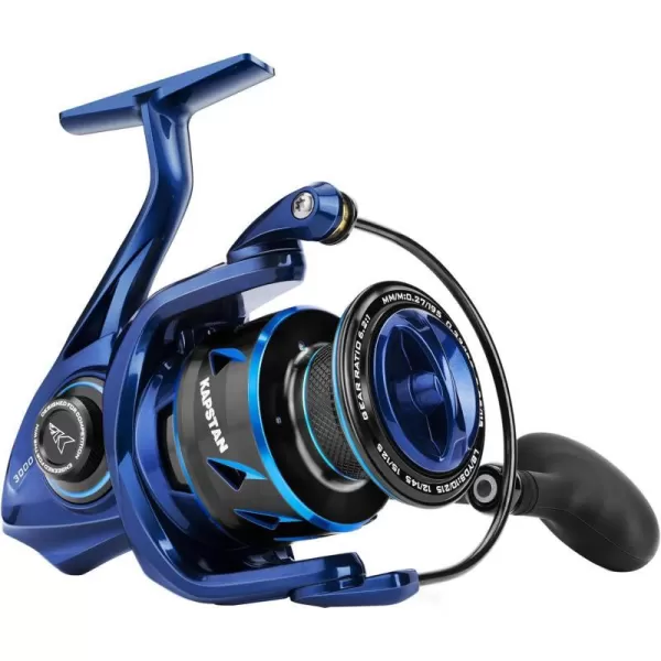 KastKing Kapstan SE Saltwater Spinning Reel  IPX6 100 Waterproof  Up to 55LBs Max Drag Big Game Fishing Reel  621 High Speed  CNC Aluminum Body 511 CorrosionResistance Bearing System  Blue2500 Automatic Bail Ipx6