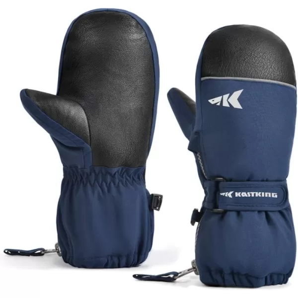 KastKing Kids Mittens Waterproof Winter Ski Warm Mittens Toddler Mittens for Skiing SnowboardingB Navy Blue