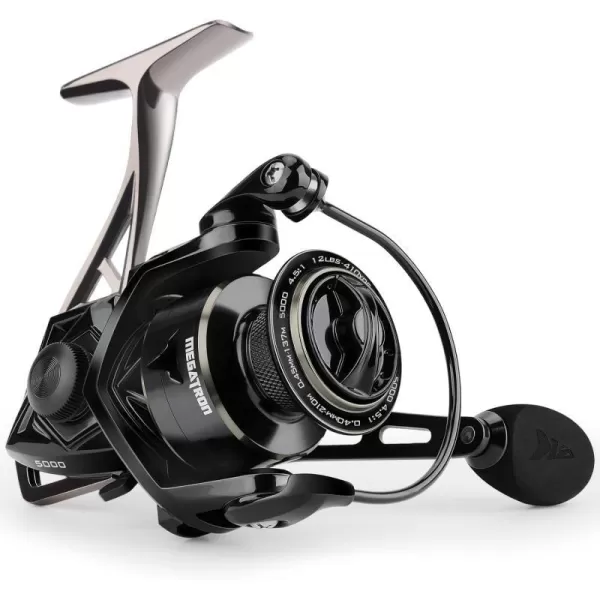 KastKing Megatron Spinning Reel Freshwater and Saltwater Spinning Fishing Reel Rigid Aluminum Frame 71 DoubleShielded StainlessSteel BB Over 30 lbs Carbon Drag CNC Aluminum Spool amp Handle5000