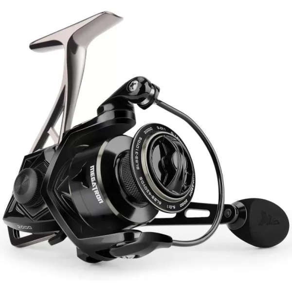 KastKing Megatron Spinning Reel Freshwater and Saltwater Spinning Fishing Reel Rigid Aluminum Frame 71 DoubleShielded StainlessSteel BB Over 30 lbs Carbon Drag CNC Aluminum Spool amp Handle2000