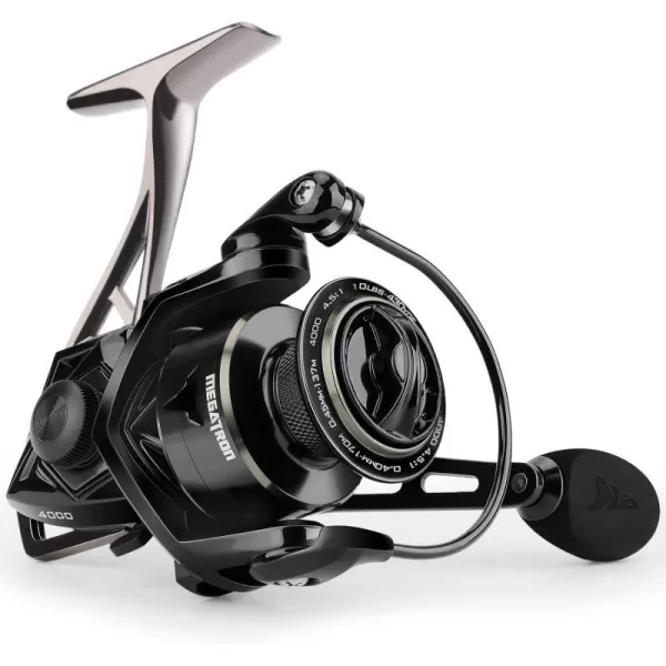 KastKing Megatron Spinning Reel Freshwater and Saltwater Spinning Fishing Reel Rigid Aluminum Frame 71 DoubleShielded StainlessSteel BB Over 30 lbs Carbon Drag CNC Aluminum Spool amp Handle4000